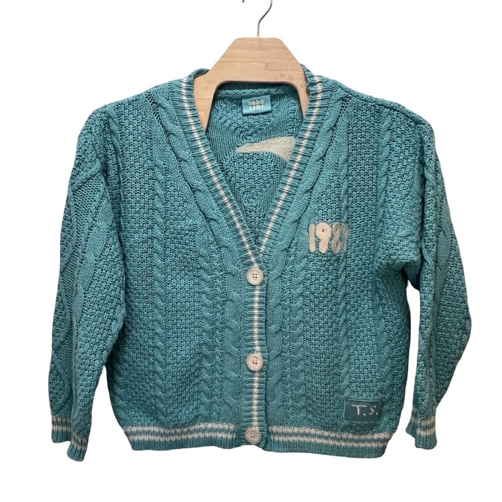 Taylor Swift 1989 Taylors Version Aquamarine Blue Seagull Cardigan Sweater MD/LG